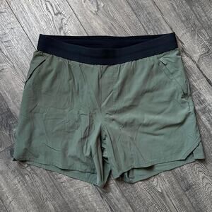 Green Khaki Grey Ten Thousand Lined Workout Gym Shorts 5”